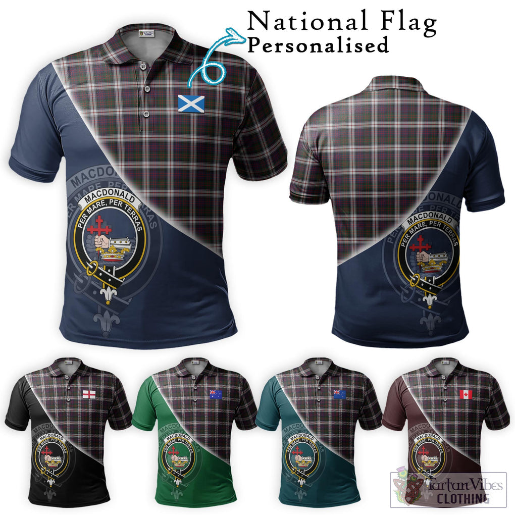 MacDonald Dress Tartan Polo Shirt with Personalised National Flag and Family Crest Half Style Maroon - Tartanvibesclothing Shop