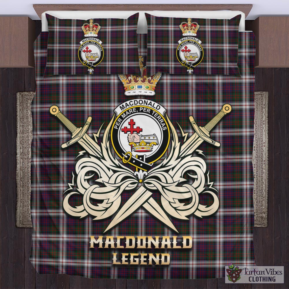 Tartan Vibes Clothing MacDonald Dress Tartan Bedding Set with Clan Crest and the Golden Sword of Courageous Legacy