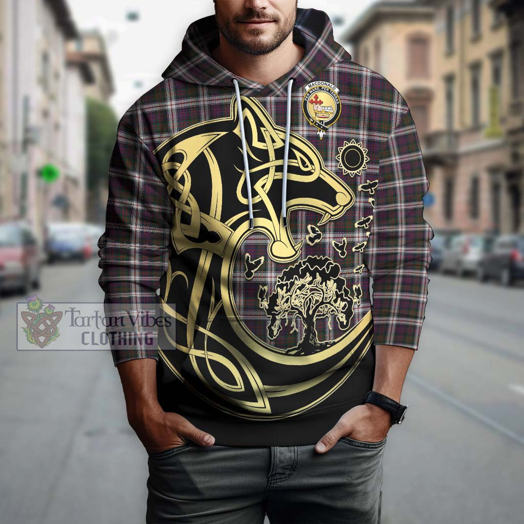 MacDonald Dress Tartan Hoodie with Family Crest Celtic Wolf Style Zip Hoodie - Tartan Vibes Clothing