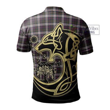 MacDonald Dress Tartan Polo Shirt with Family Crest Celtic Wolf Style