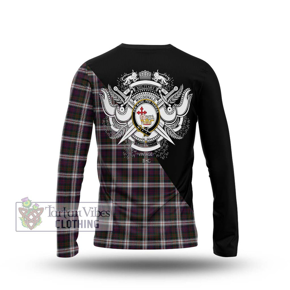 MacDonald Dress Tartan Long Sleeve T-Shirt with Family Crest and Military Logo Style - Tartanvibesclothing Shop