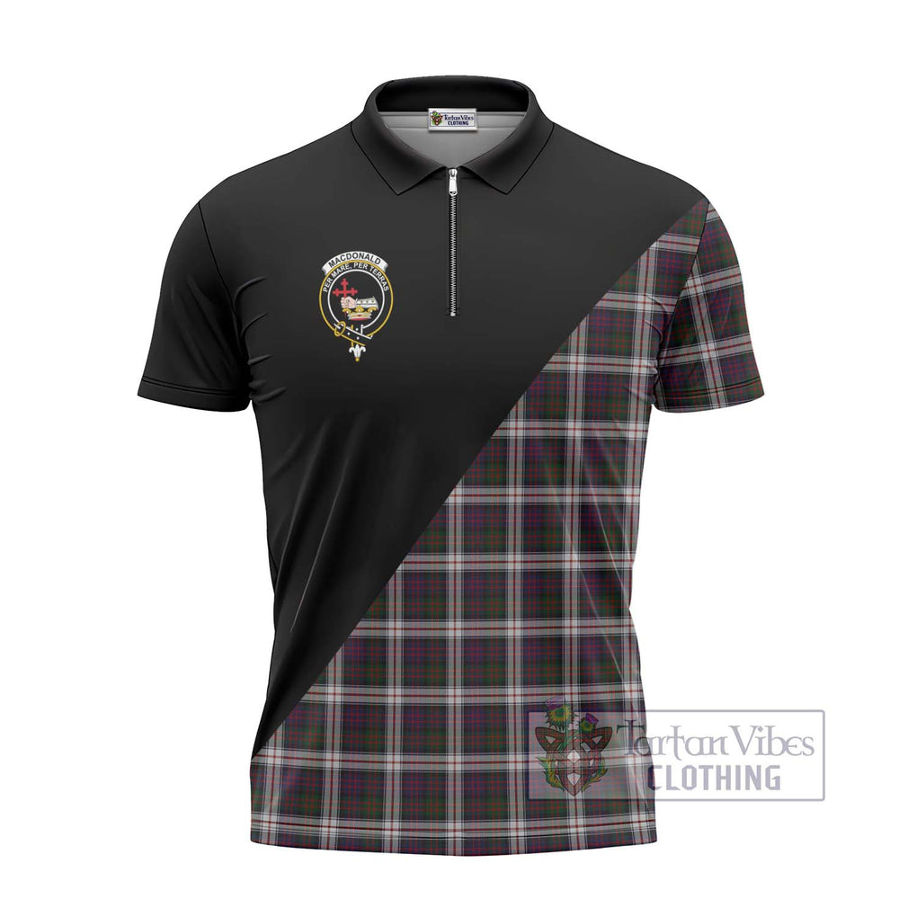 MacDonald Dress Tartan Zipper Polo Shirt with Family Crest and Military Logo Style - Tartanvibesclothing Shop