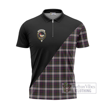 MacDonald Dress Tartan Zipper Polo Shirt with Family Crest and Military Logo Style