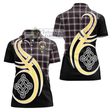 MacDonald Dress Tartan Women's Polo Shirt with Family Crest and Celtic Symbol Style