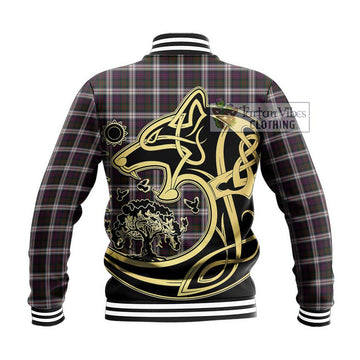 MacDonald Dress Tartan Baseball Jacket with Family Crest Celtic Wolf Style