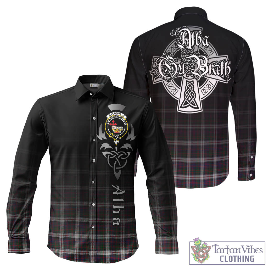 Tartan Vibes Clothing MacDonald Dress Tartan Long Sleeve Button Up Featuring Alba Gu Brath Family Crest Celtic Inspired