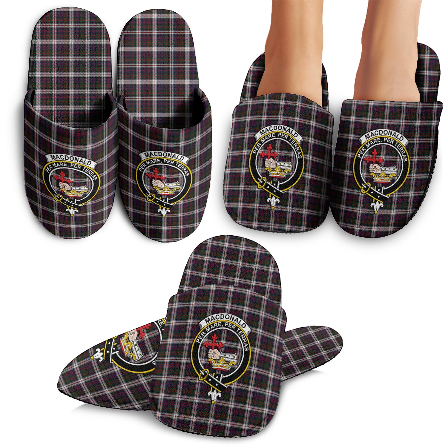 MacDonald Dress Tartan Home Slippers with Family Crest - Tartanvibesclothing