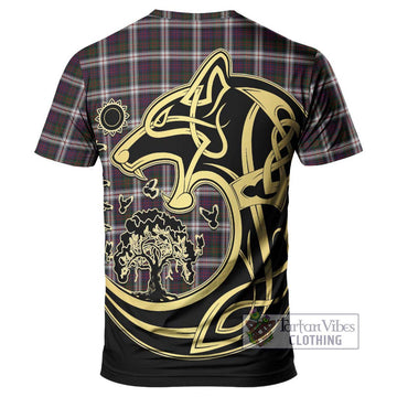 MacDonald Dress Tartan T-Shirt with Family Crest Celtic Wolf Style