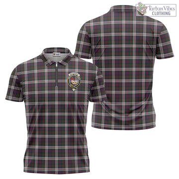 MacDonald Dress Tartan Zipper Polo Shirt with Family Crest