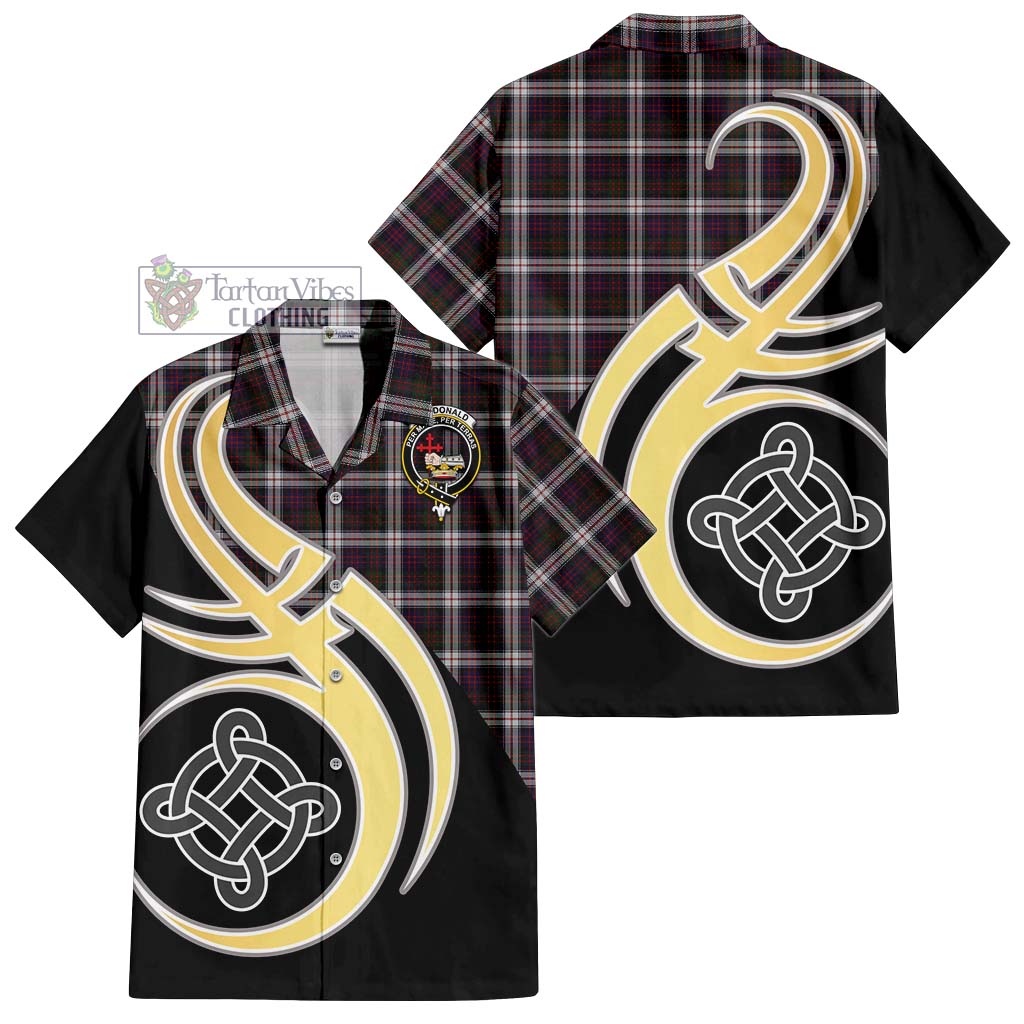 MacDonald Dress Tartan Short Sleeve Button Shirt with Family Crest and Celtic Symbol Style - Tartan Vibes Clothing