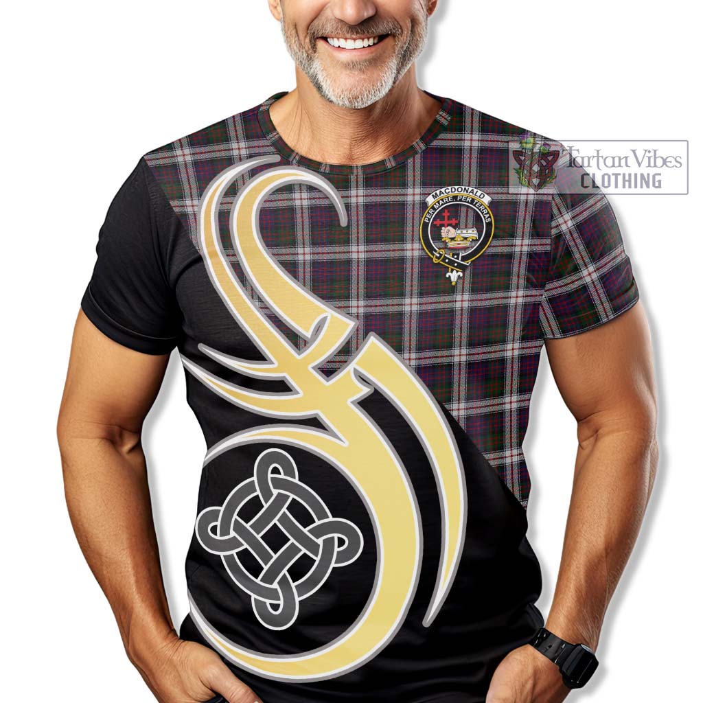 Tartan Vibes Clothing MacDonald Dress Tartan T-Shirt with Family Crest and Celtic Symbol Style