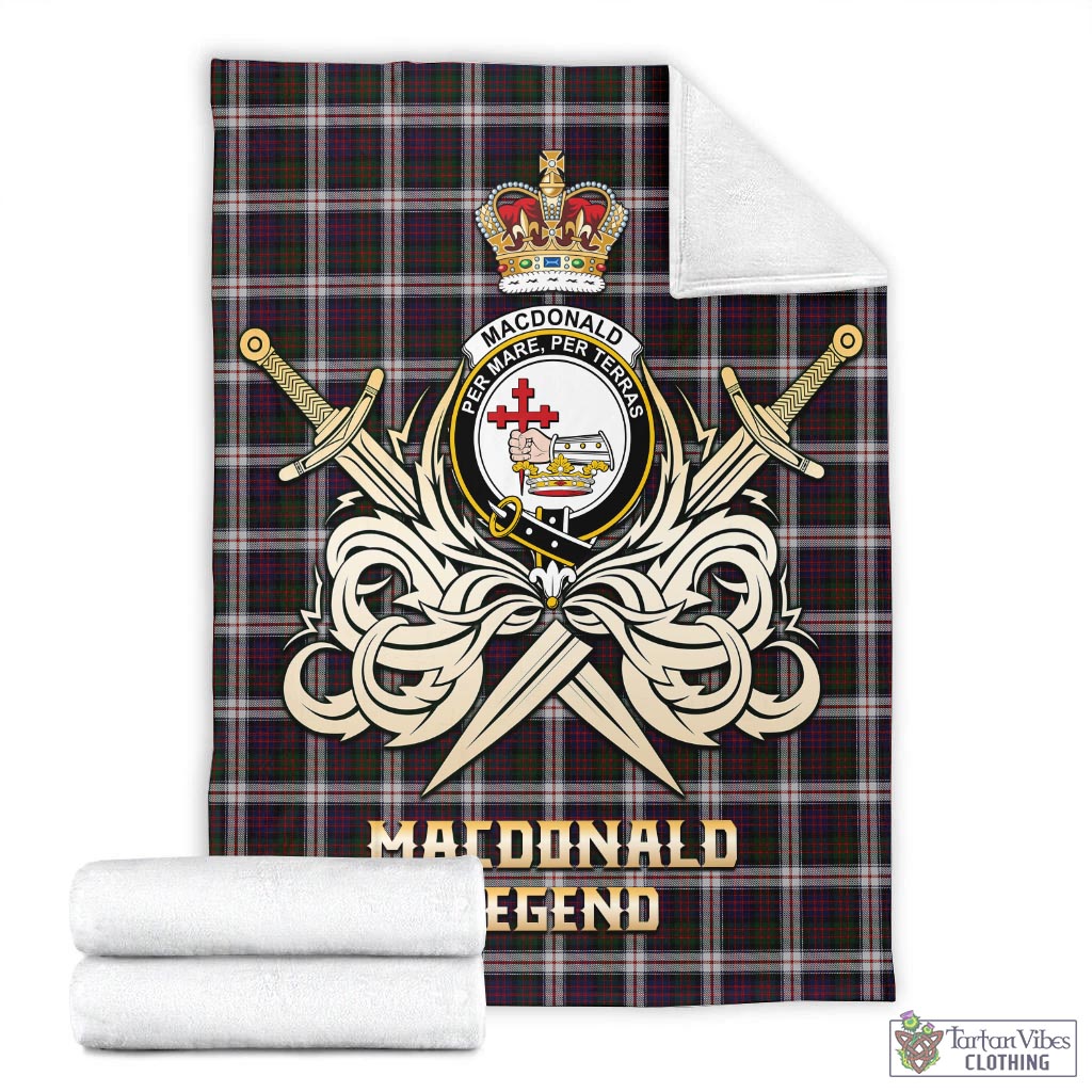 Tartan Vibes Clothing MacDonald Dress Tartan Blanket with Clan Crest and the Golden Sword of Courageous Legacy