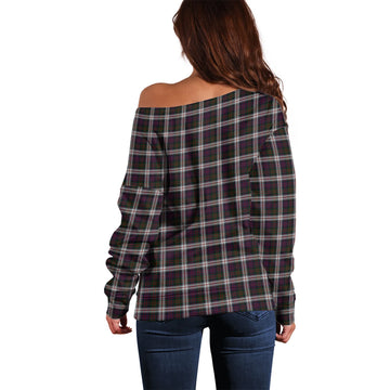 MacDonald Dress Tartan Off Shoulder Women Sweater with Family Crest