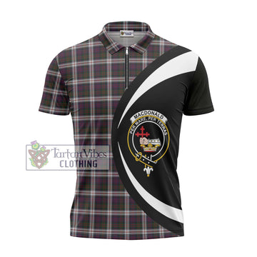 MacDonald Dress Tartan Zipper Polo Shirt with Family Crest Circle Style