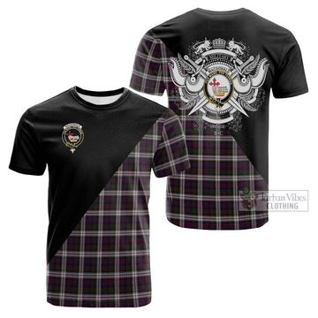 MacDonald Dress Tartan Cotton T-shirt with Family Crest and Military Logo Style