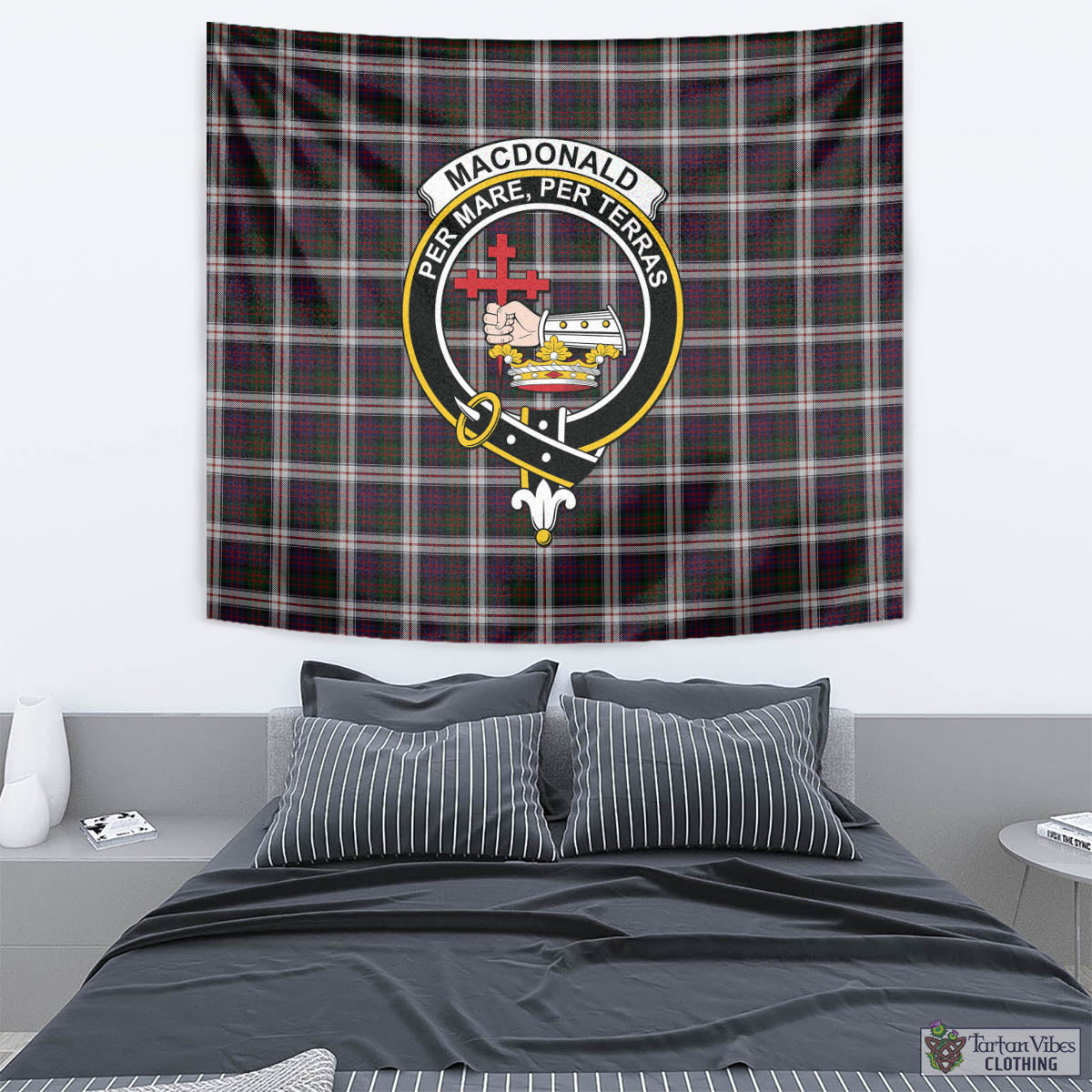 Tartan Vibes Clothing MacDonald Dress Tartan Tapestry Wall Hanging and Home Decor for Room with Family Crest