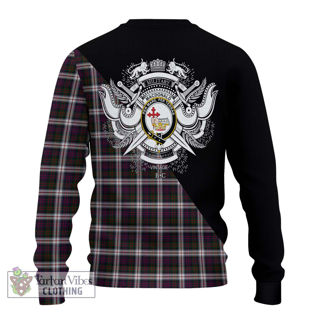 MacDonald Dress Tartan Knitted Sweater with Family Crest and Military Logo Style - Tartanvibesclothing Shop