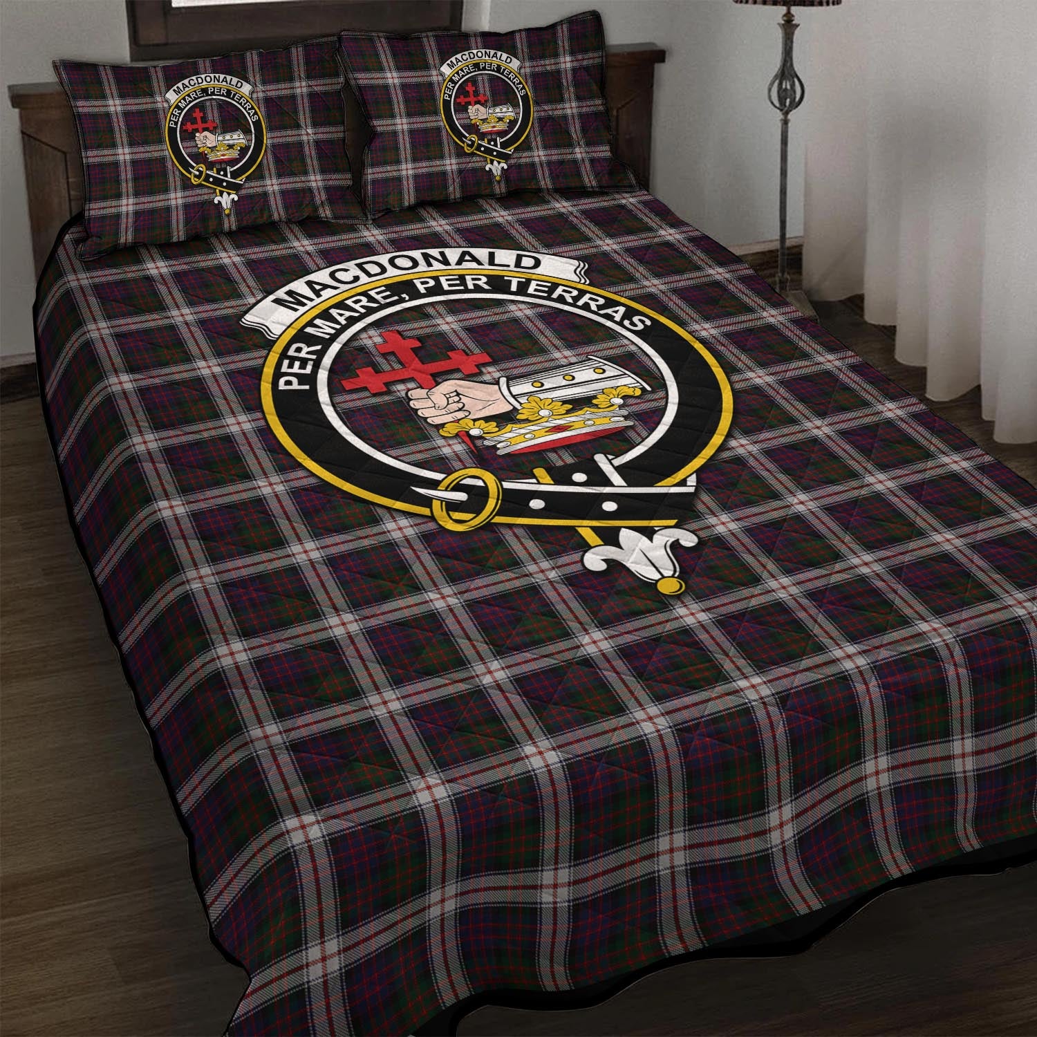 MacDonald Dress Tartan Quilt Bed Set with Family Crest - Tartan Vibes Clothing