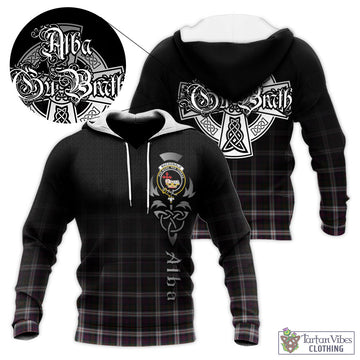 MacDonald Dress Tartan Knitted Hoodie Featuring Alba Gu Brath Family Crest Celtic Inspired