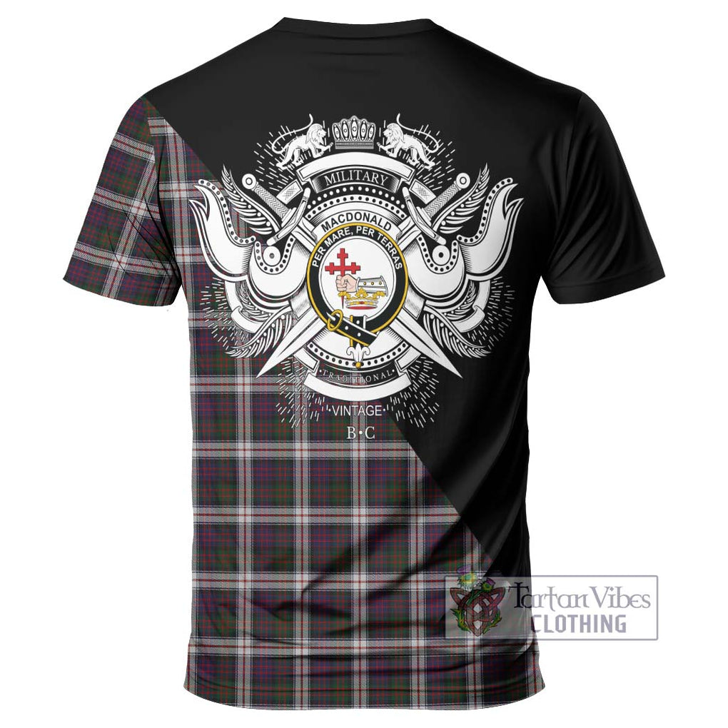 MacDonald Dress Tartan T-Shirt with Family Crest and Military Logo Style - Tartanvibesclothing Shop