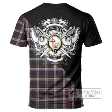 MacDonald Dress Tartan T-Shirt with Family Crest and Military Logo Style