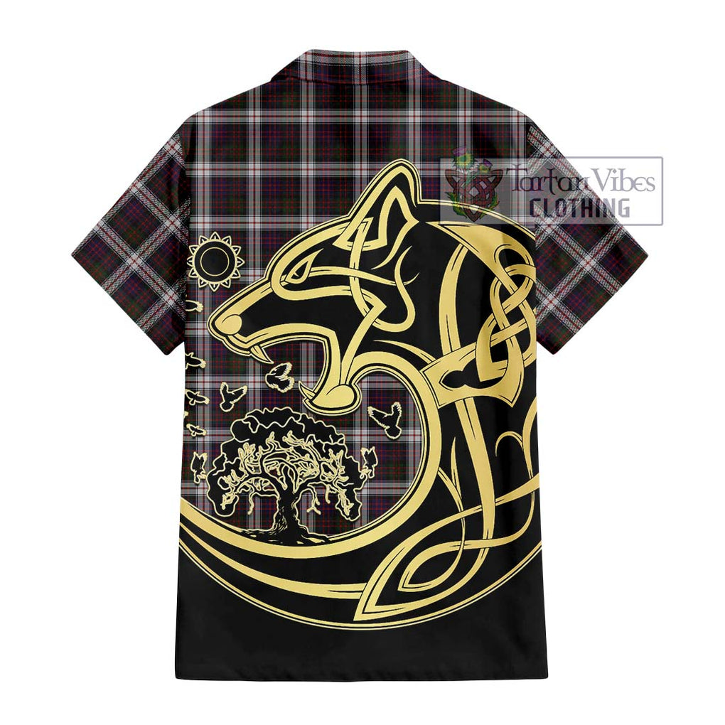 MacDonald Dress Tartan Short Sleeve Button Shirt with Family Crest Celtic Wolf Style - Tartan Vibes Clothing