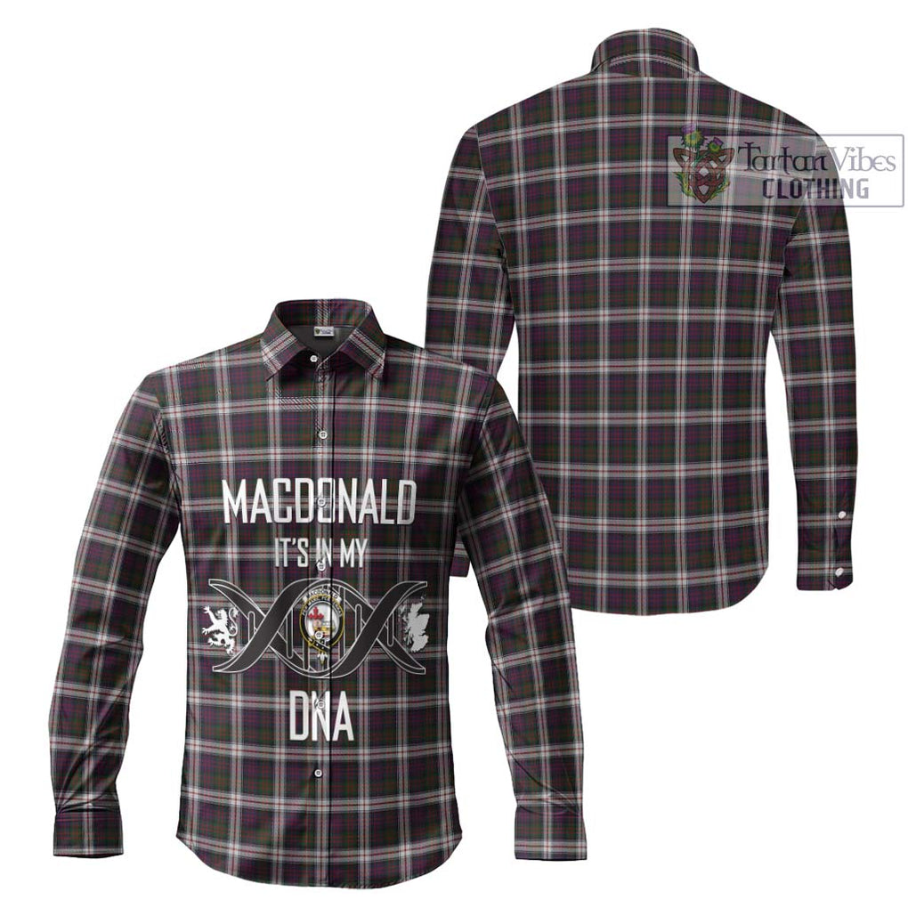 MacDonald Dress Tartan Long Sleeve Button Shirt with Family Crest DNA In Me Style Men's Shirt - Tartanvibesclothing Shop