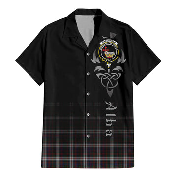 MacDonald Dress Tartan Short Sleeve Button Up Shirt Featuring Alba Gu Brath Family Crest Celtic Inspired