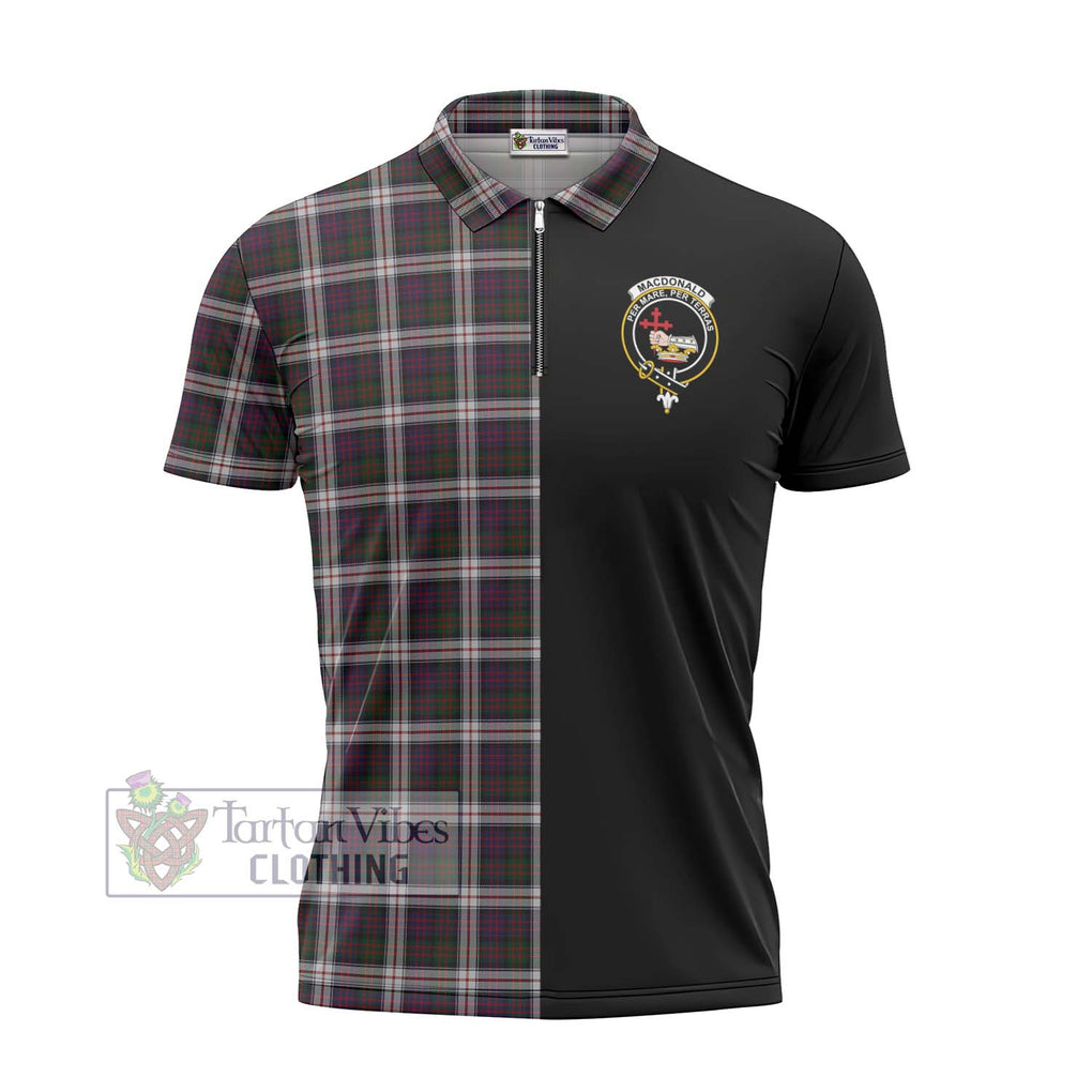 MacDonald Dress Tartan Zipper Polo Shirt with Family Crest and Half Of Me Style - Tartanvibesclothing Shop