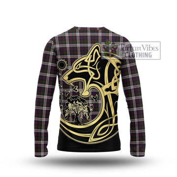 MacDonald Dress Tartan Long Sleeve T-Shirt with Family Crest Celtic Wolf Style