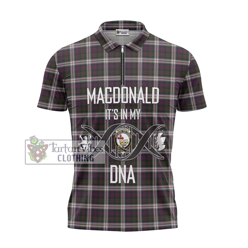 MacDonald Dress Tartan Zipper Polo Shirt with Family Crest DNA In Me Style - Tartanvibesclothing Shop