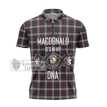 MacDonald Dress Tartan Zipper Polo Shirt with Family Crest DNA In Me Style