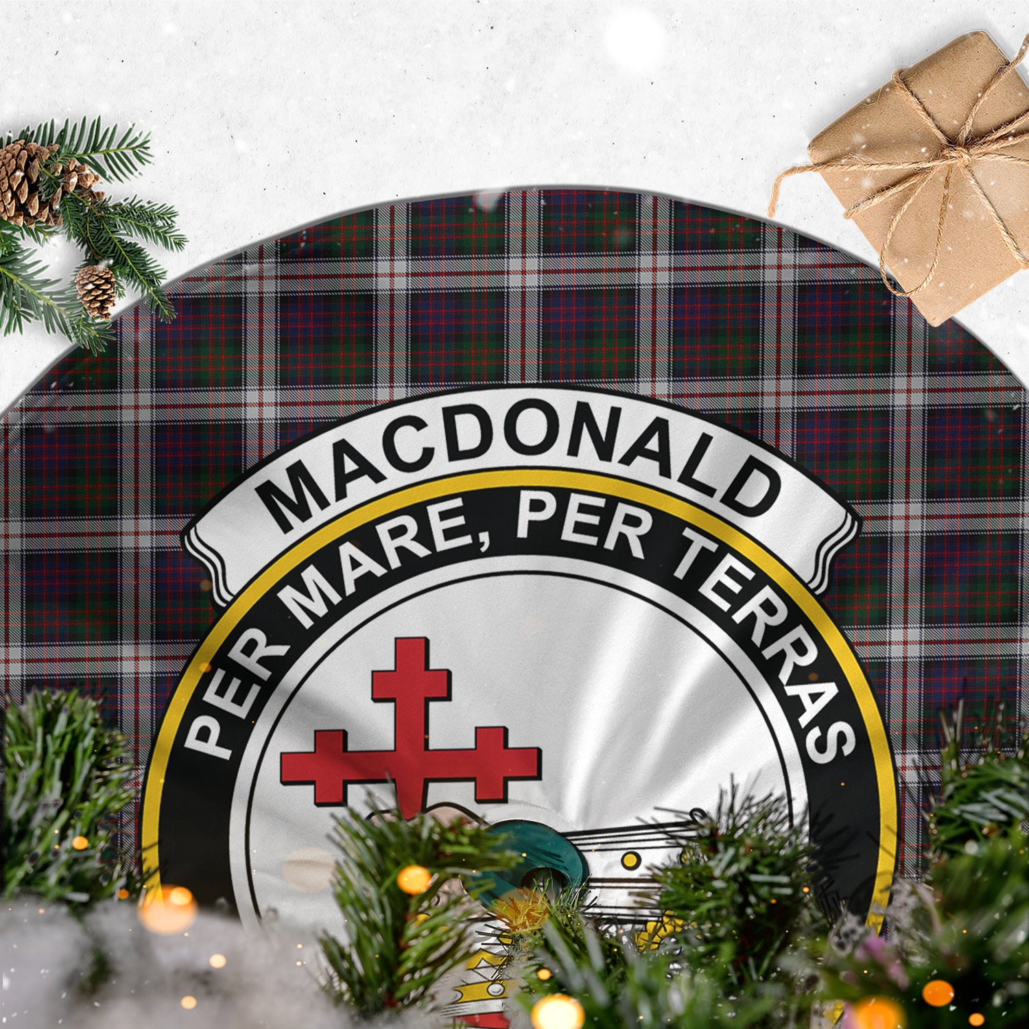 MacDonald Dress Tartan Christmas Tree Skirt with Family Crest - Tartanvibesclothing