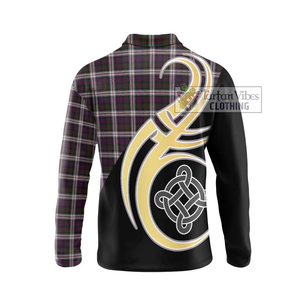 MacDonald Dress Tartan Long Sleeve Polo Shirt with Family Crest and Celtic Symbol Style - Tartan Vibes Clothing