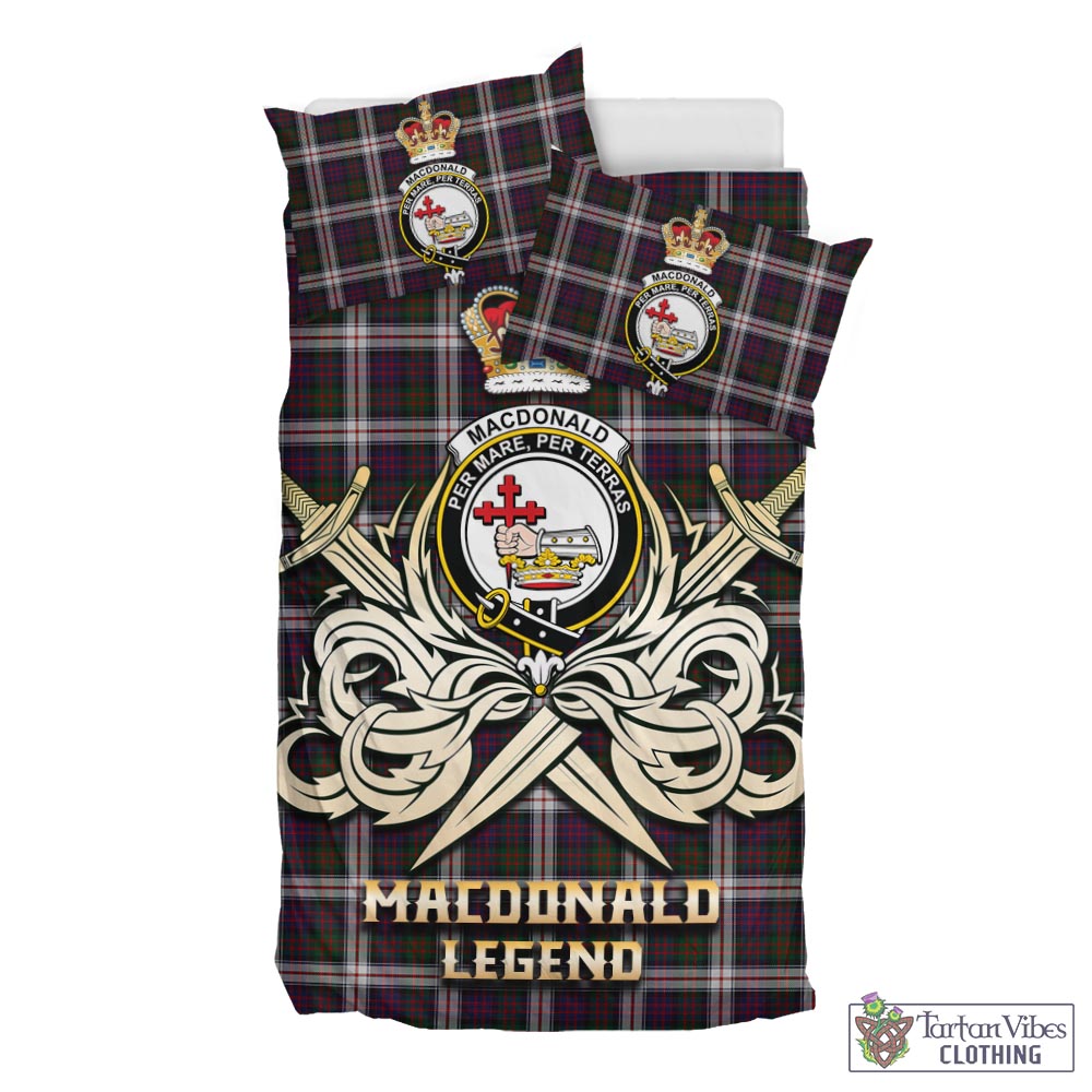 Tartan Vibes Clothing MacDonald Dress Tartan Bedding Set with Clan Crest and the Golden Sword of Courageous Legacy