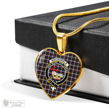 MacDonald Dress Tartan Heart Necklace with Family Crest