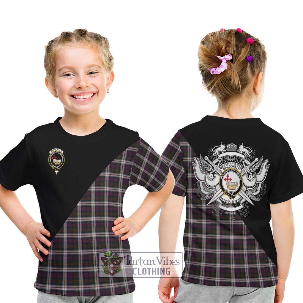 MacDonald Dress Tartan Kid T-Shirt with Family Crest and Military Logo Style - Tartanvibesclothing Shop