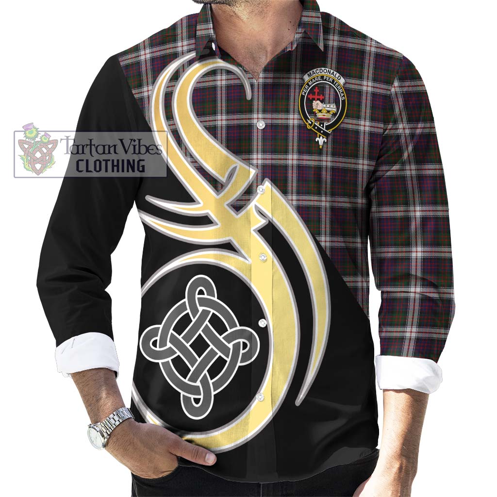 MacDonald Dress Tartan Long Sleeve Button Shirt with Family Crest and Celtic Symbol Style - Tartan Vibes Clothing