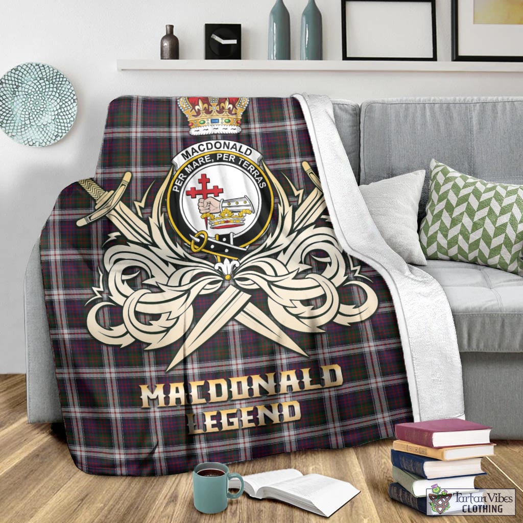 Tartan Vibes Clothing MacDonald Dress Tartan Blanket with Clan Crest and the Golden Sword of Courageous Legacy