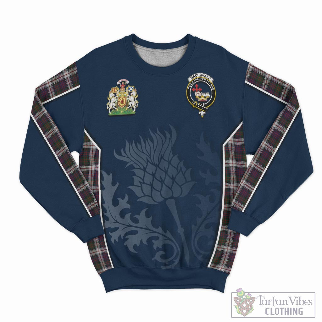 Tartan Vibes Clothing MacDonald Dress Tartan Sweatshirt with Family Crest and Scottish Thistle Vibes Sport Style