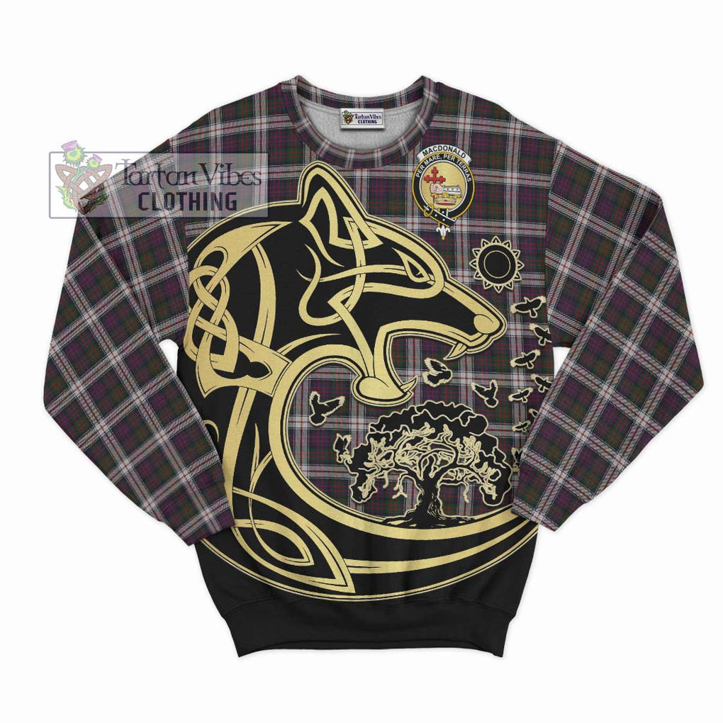 MacDonald Dress Tartan Sweatshirt with Family Crest Celtic Wolf Style - Tartan Vibes Clothing