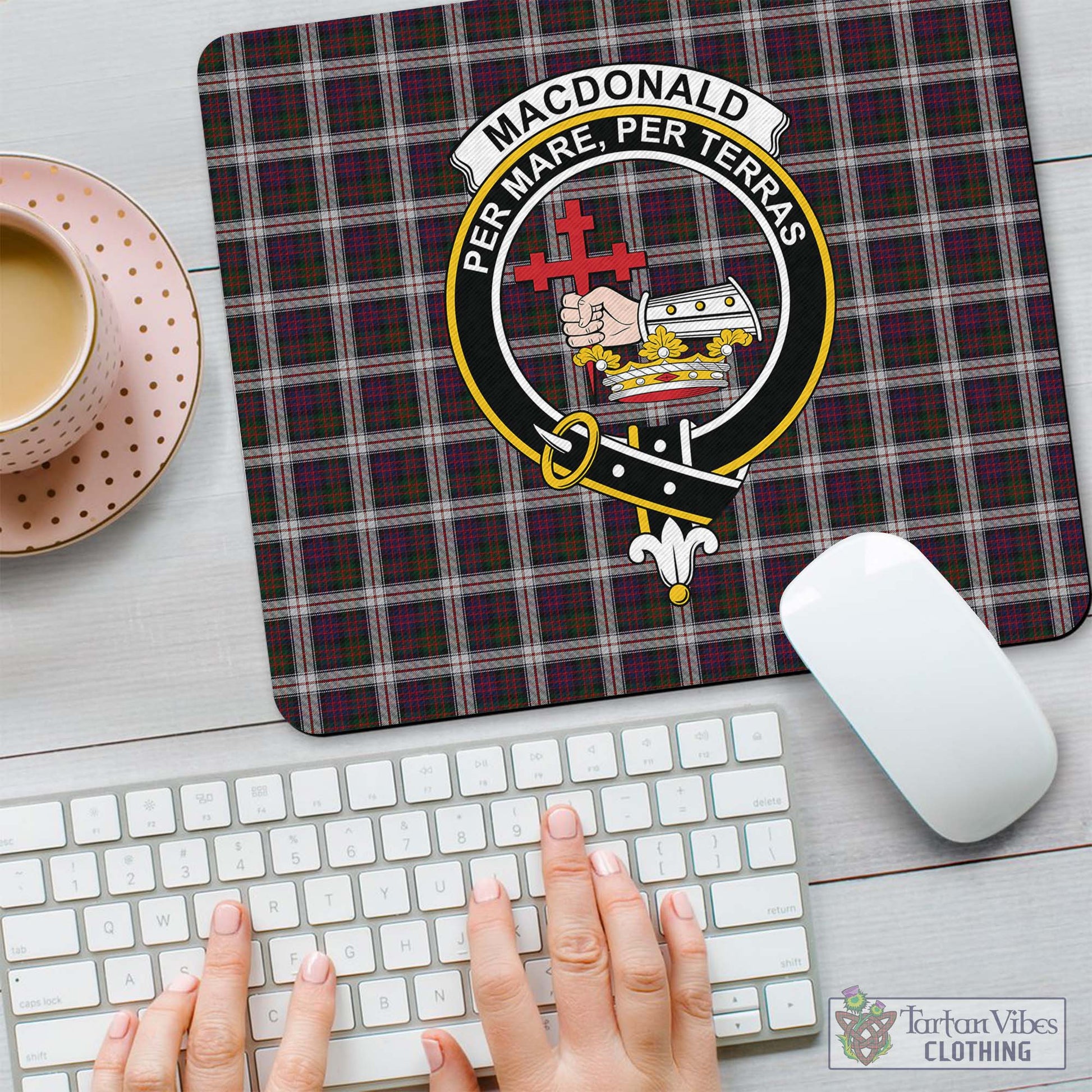 Tartan Vibes Clothing MacDonald Dress Tartan Mouse Pad with Family Crest