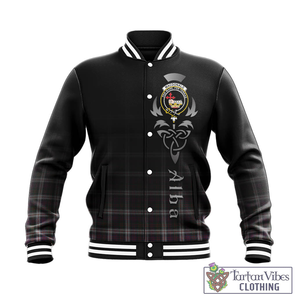 Tartan Vibes Clothing MacDonald Dress Tartan Baseball Jacket Featuring Alba Gu Brath Family Crest Celtic Inspired