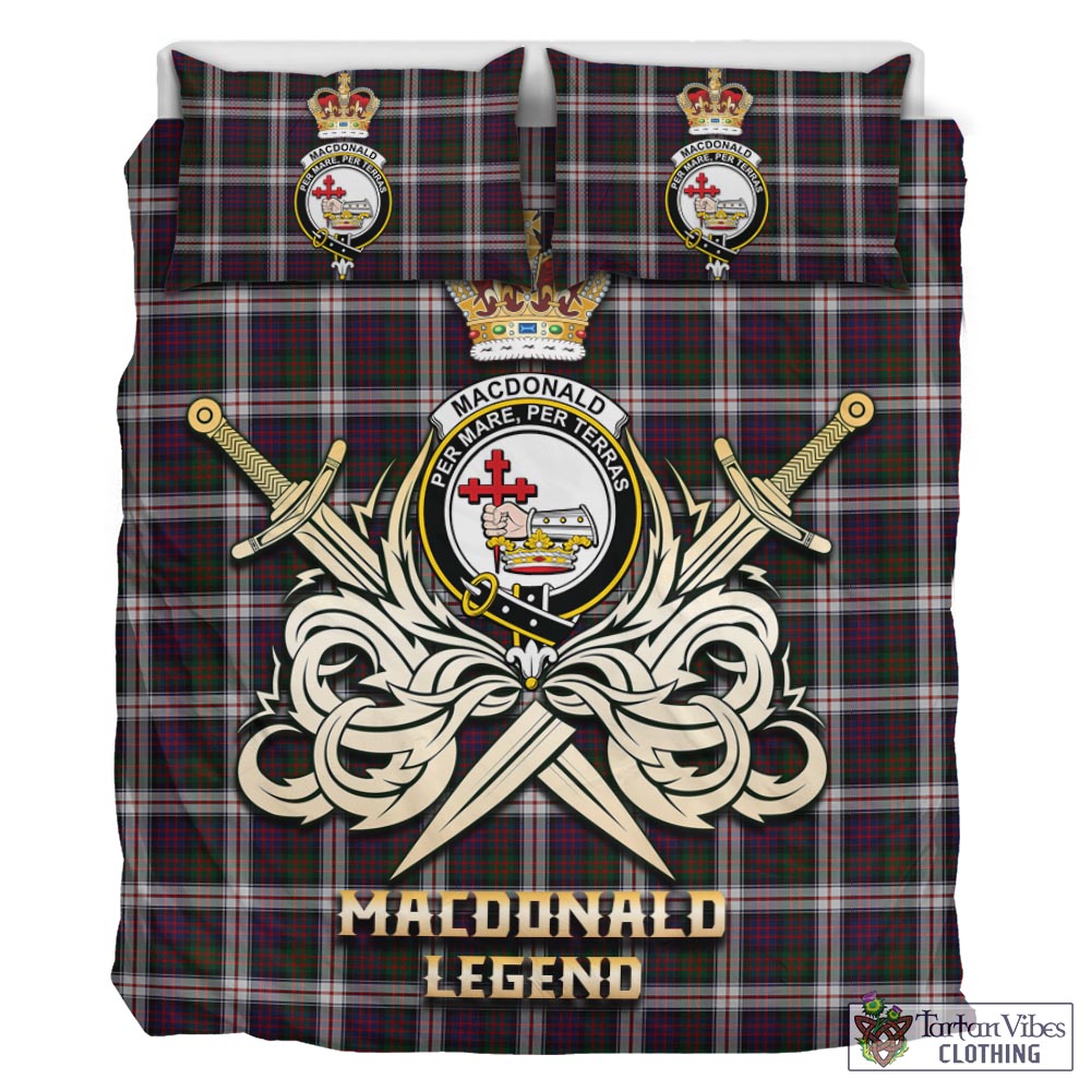 Tartan Vibes Clothing MacDonald Dress Tartan Bedding Set with Clan Crest and the Golden Sword of Courageous Legacy