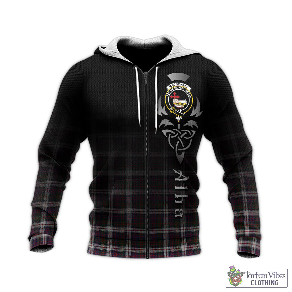 Tartan Vibes Clothing MacDonald Dress Tartan Knitted Hoodie Featuring Alba Gu Brath Family Crest Celtic Inspired