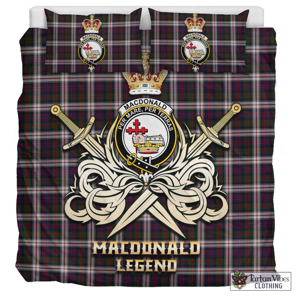 Tartan Vibes Clothing MacDonald Dress Tartan Bedding Set with Clan Crest and the Golden Sword of Courageous Legacy