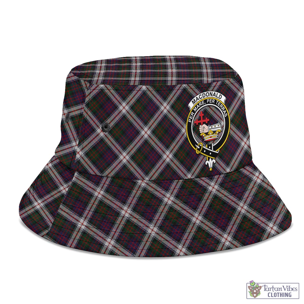 Tartan Vibes Clothing MacDonald Dress Tartan Bucket Hat with Family Crest