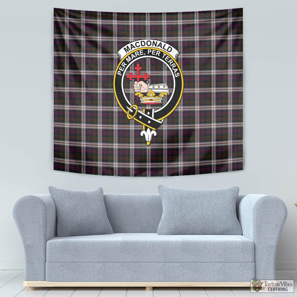 Tartan Vibes Clothing MacDonald Dress Tartan Tapestry Wall Hanging and Home Decor for Room with Family Crest