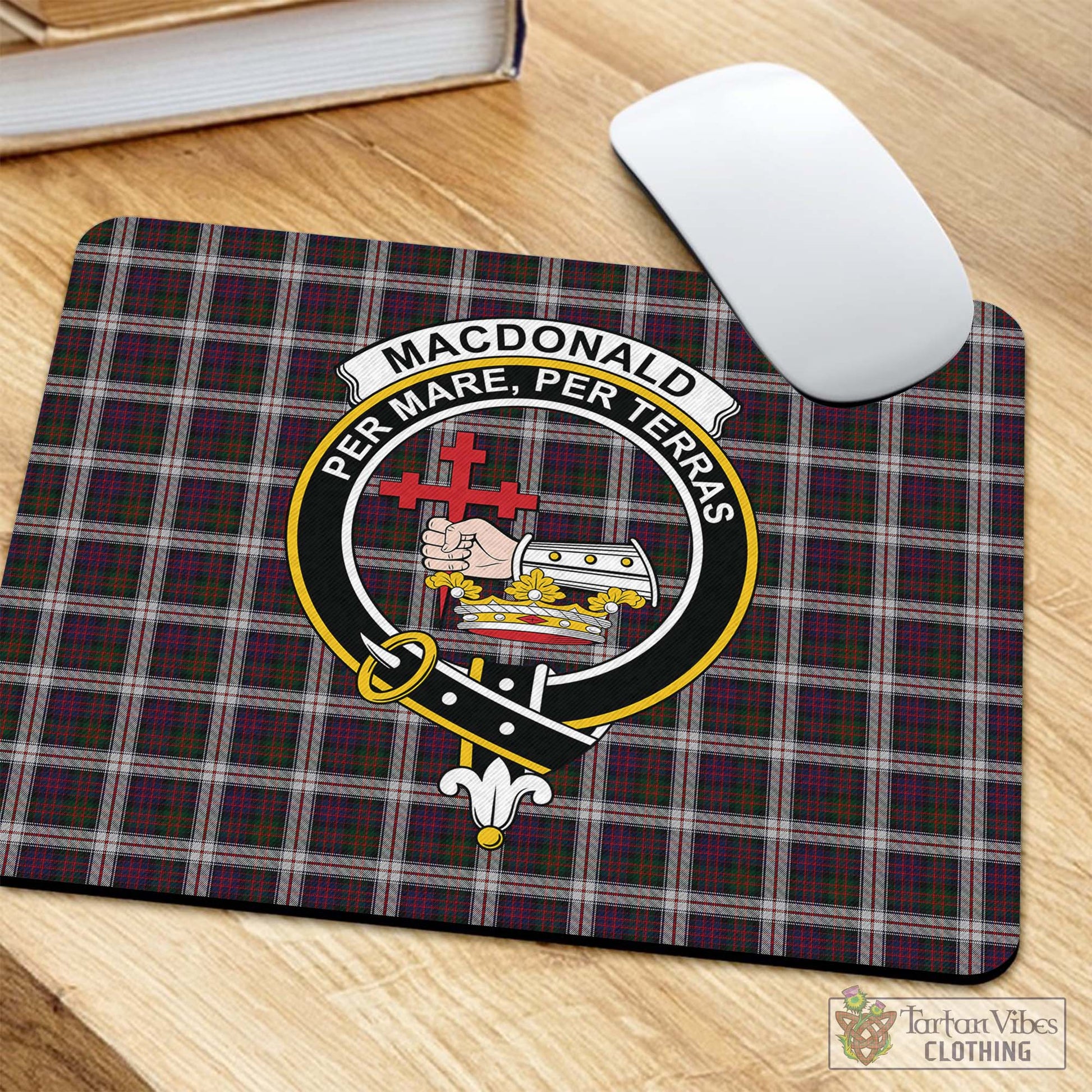 Tartan Vibes Clothing MacDonald Dress Tartan Mouse Pad with Family Crest