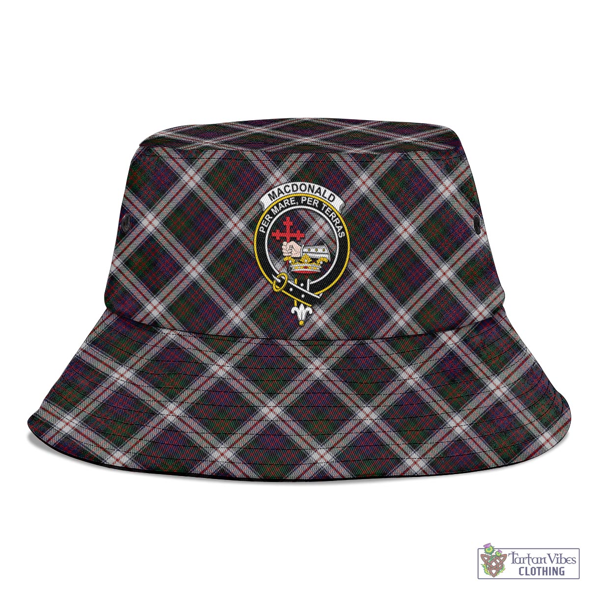 Tartan Vibes Clothing MacDonald Dress Tartan Bucket Hat with Family Crest